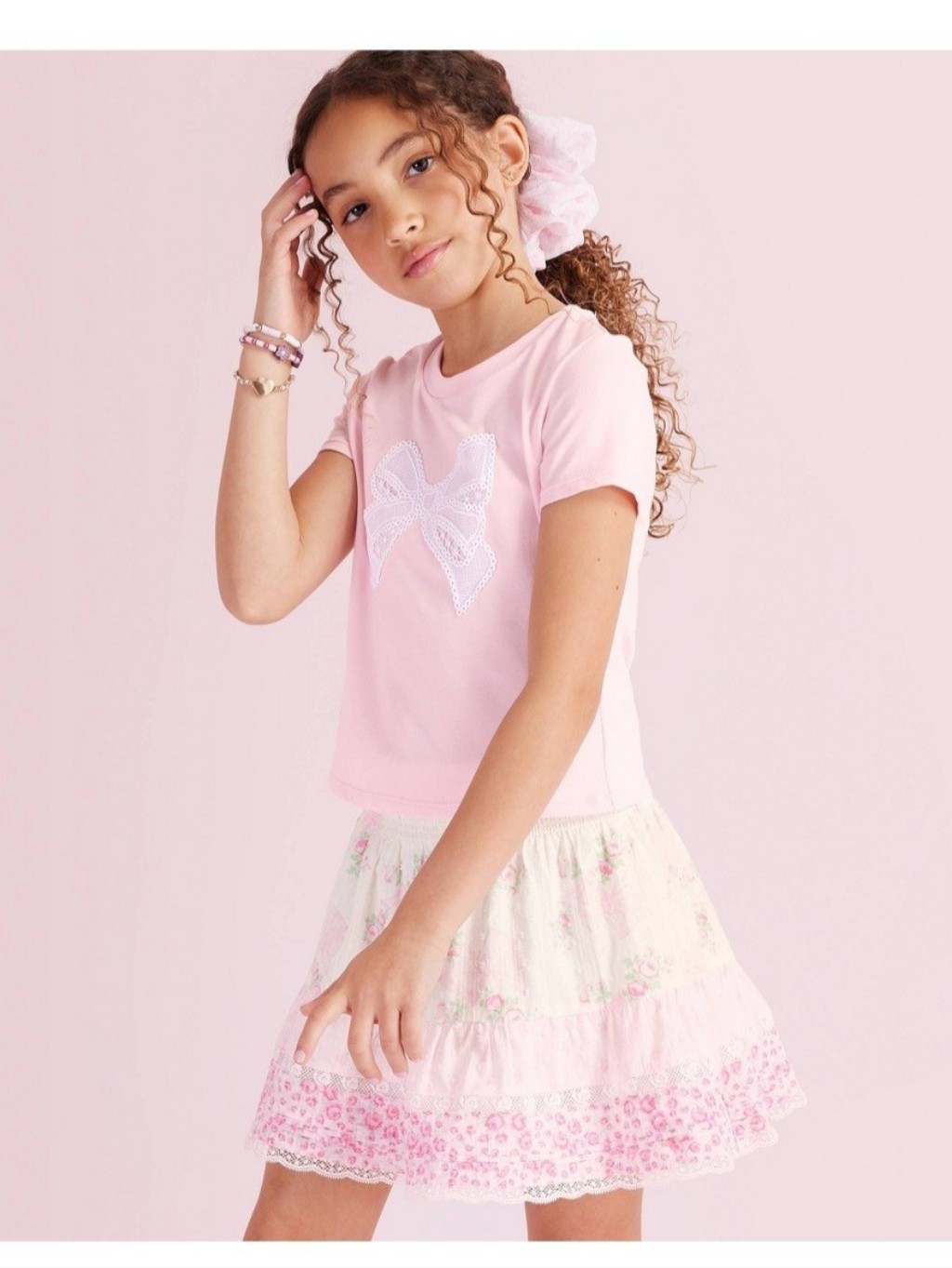 Nwt Loveshackfancy X Target Maeve Bow Applique T-Shirt - Pink- Sizes S & M